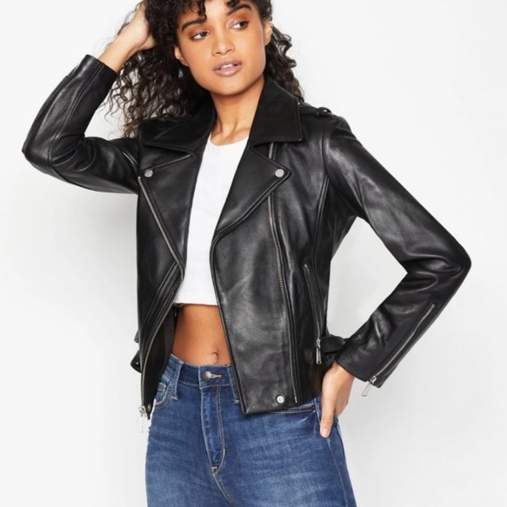 BCBGeneration Black Leather Moto Jacket- Medium - Picture 3 of 15